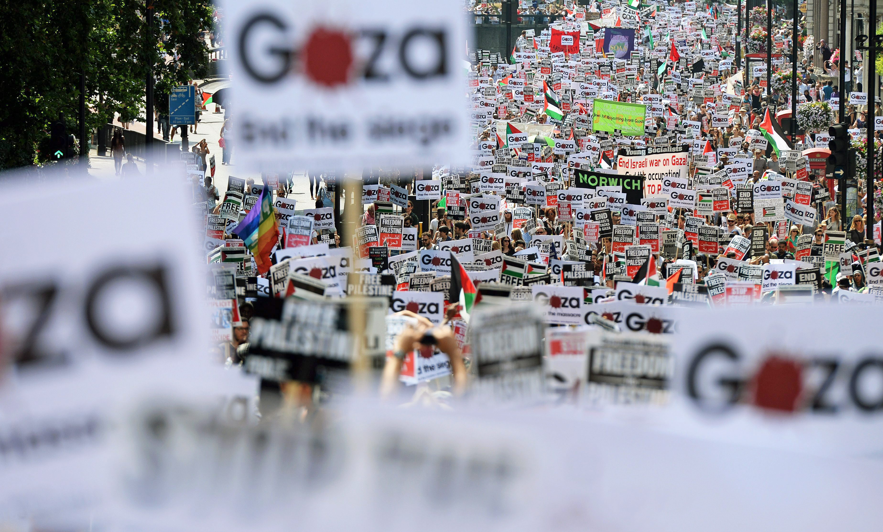 Protests in London against violence in Gaza