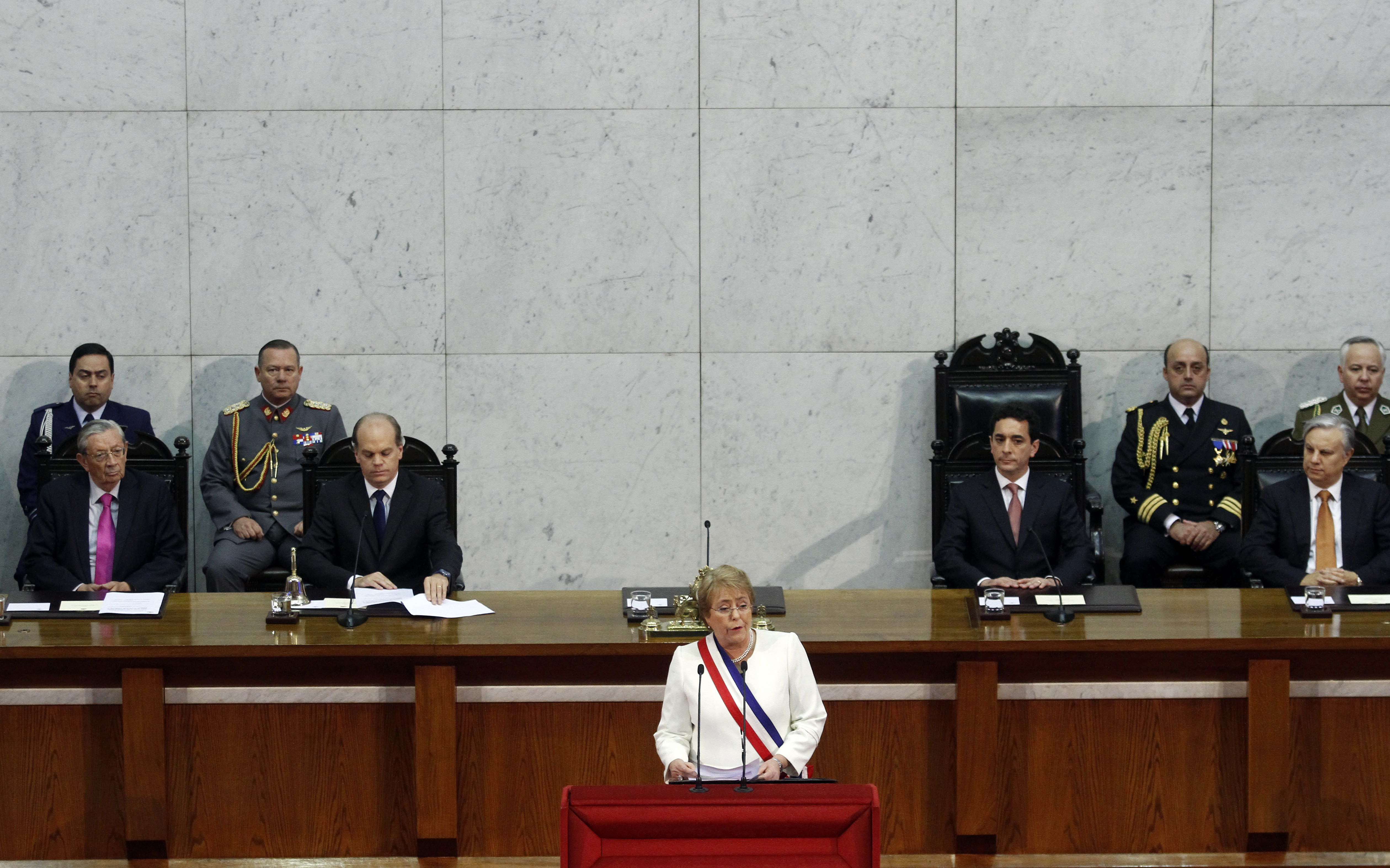 21 de Mayo de 2015/VALPARAISO La presidenta, Michelle Bachelet, realiza su segunda Cuenta Pública al país y ante la Sesión del Congreso Pleno en el salón plenario del Congreso Nacional  FOTO:RODRIGO SÀENZ/AGENCIAUNO
