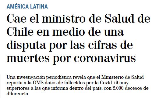 Los medios internacionales destacaron que la renuncia de Jaime Mañalich se da en medio de la polémica por las cifras de muertes por coronavirus.