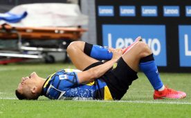 Alexis Sanchez tras sufrir lesión en partido del Inter versus la Roma