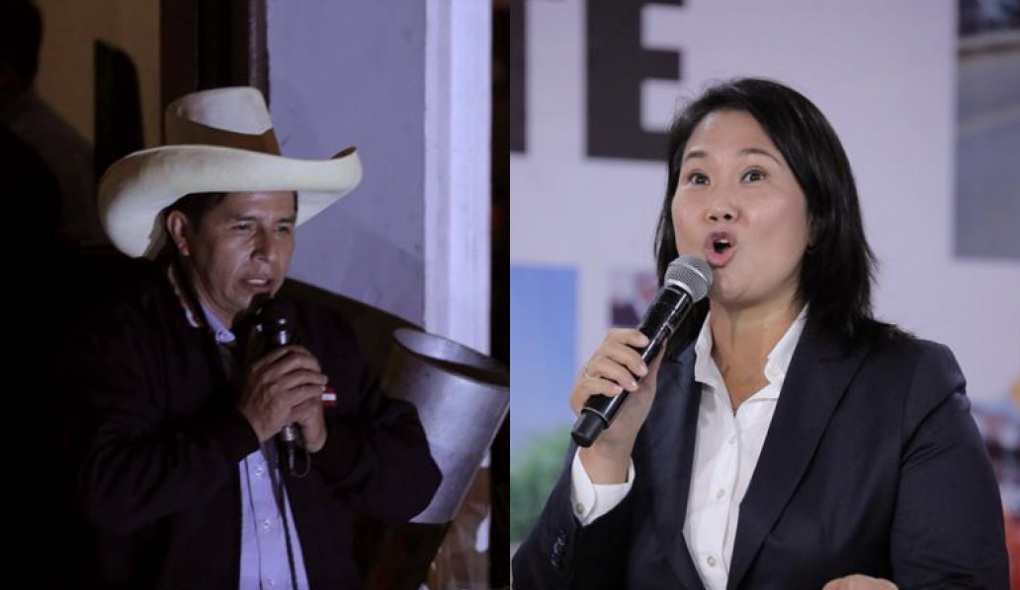 Los candidatos presidenciales de Perú, Pedro Castillo y Keiko Fujimori
