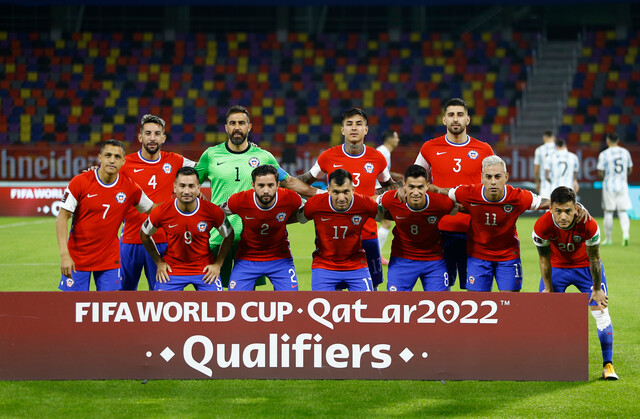 Formación de Chile antes que comience el partido valido por las Clasificatorias al Mundial de Qatar 2022