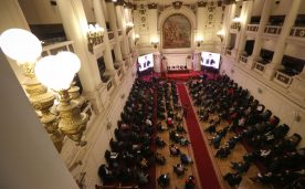 Vista general de la primera sesión de la Convención Constitucional, realizada en el Salón Plenario del Ex Congreso Nacional en Santiago. Foto: Agencia Uno.