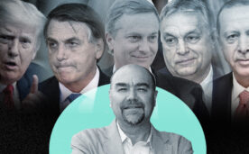 La imagen muestra a Fernando de Laire, sociólogo, y distintos líderes de extrema derecha detrás